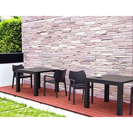 VEGAS DARK GREY 100X100/140Χ75εκ. ΕΠΕΚΤ. ΤΡΑΠΕΖΙ ΠΟΛ/ΝΙΟΥ