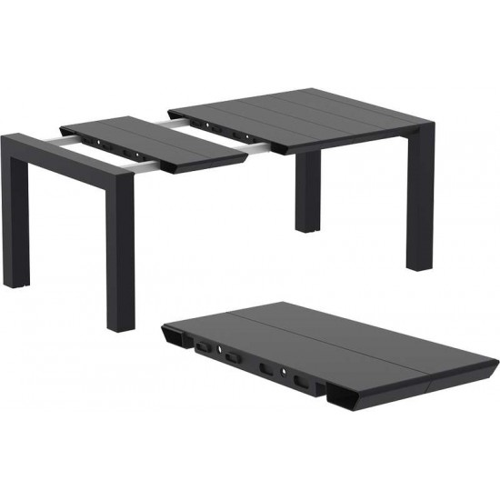 VEGAS BLACK 100X100/140Χ75εκ. ΕΠΕΚΤ.ΤΡΑΠΕΖΙ ΠΟΛ/ΝΙΟΥ