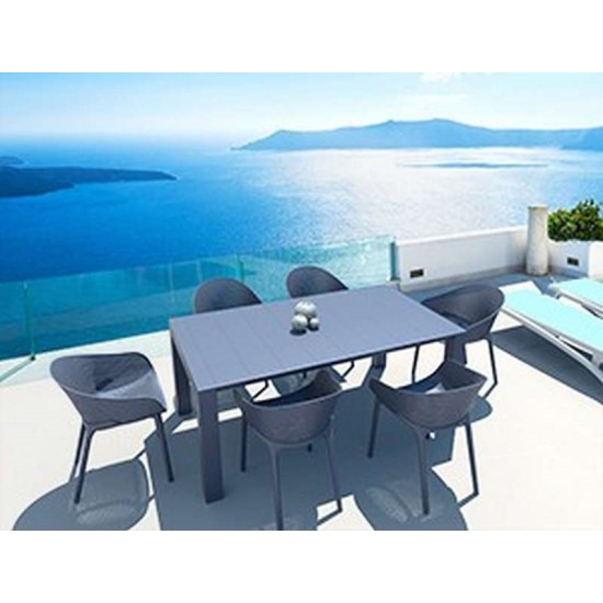 VEGAS DARK GREY 100X180/220Χ75εκ. ΕΠΕΚΤ.ΤΡΑΠΕΖΙ ΠΟΛ/ΝΙΟΥ
