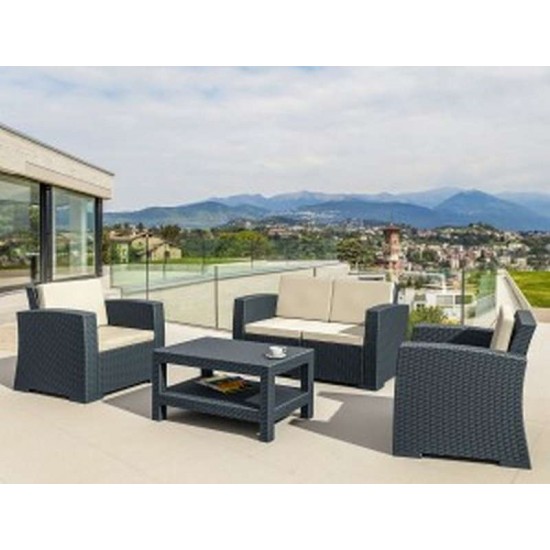 MONACO DARK GREY 2ΘΕΣΙΟΣ ΚΑΝΑΠΕΣ ΠΟΛ/ΝΙΟΥ 140X79X79εκ.