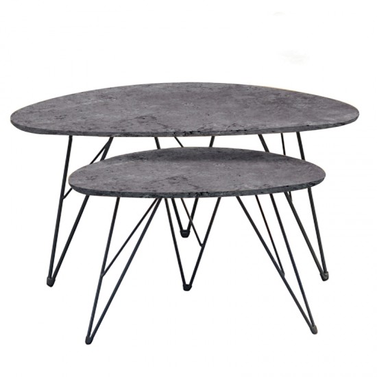 NANCY CONCRETE MDF ΣΕΤ 2 ΤΡΑΠΕΖΑΚΙΑ 90X60X45-60X40X39εκ.