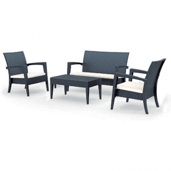 MIAMI SET DARK GREY ΜΕ ΜΑΞ.(1ΚΑΝ.+2ΠΟΛ+ΤΡΑΠ.92Χ53εκ.)ΠΟΛ/ΝΙΟΥ