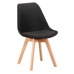 Καρέκλα Τραπεζαρίας Ξύλινη 4τμχ Billy Black Ύφασμα 49x55x83εκ.