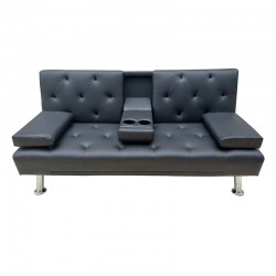 REST BLACK PU ΚΑΝΑΠΕΣ-ΚΡΕΒΑΤΙ 168X88X79εκ.