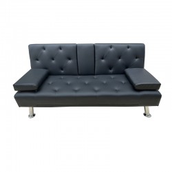 REST BLACK PU ΚΑΝΑΠΕΣ-ΚΡΕΒΑΤΙ 168X88X79εκ.