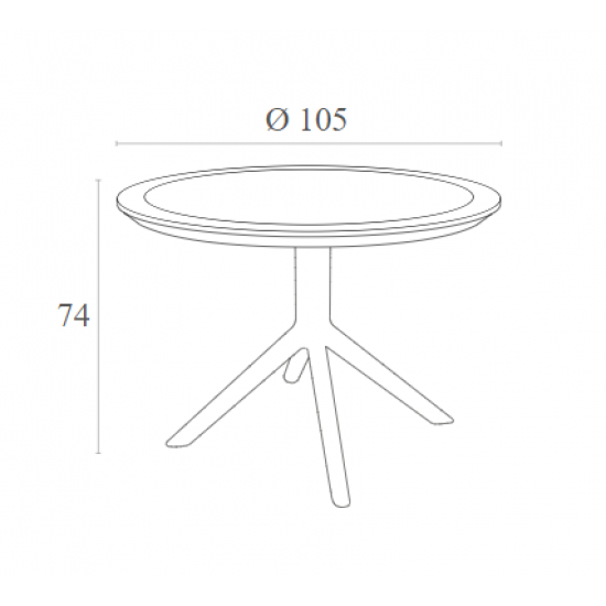 SKY WHITE Φ105X74εκ. ΤΡΑΠΕΖΙ ΠΟΛ/ΝΙΟΥ