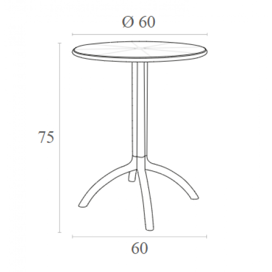 OCTOPUS Φ60Χ75εκ. SILVER GREY ΤΡΑΠΕΖΙ ΠΟΛ/ΝΙΟΥ