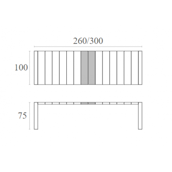 VEGAS DARK GREY 100X260/300Χ75εκ. ΕΠΕΚΤ.ΤΡΑΠΕΖΙ ΠΟΛ/ΝΙΟΥ