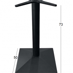 LIMA 50Χ50Χ73εκ.(Σ/Ρ)ΤΕΤΡΑΓΩΝΗ ΒΑΣΗ ΜΕΤΑΛΛΙΚΗ ΜΕ ΡΕΓ/ΡΟΥΣ ΜΑΥΡΗ