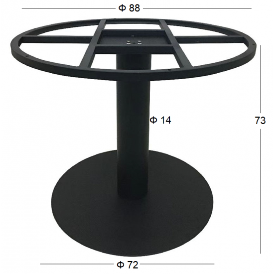 VENUS Φ72X73εκ. ΒΑΣΗ ΜΕΤΑΛΛΙΚΗ (ΑΝΩ ΣΤΕΦΑΝΙ 88εκ.) ΜΑΥΡΗ