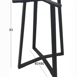 BISTRO ΜΕΣΑΙΟΥ ΥΨΟΥΣ 60X60X93εκ. ΒΑΣΗ ΜΕΤΑΛΛΙΚΗ ΜΕ ΡΕΓ/ΡΟΥΣ ΜΑΥΡΗ