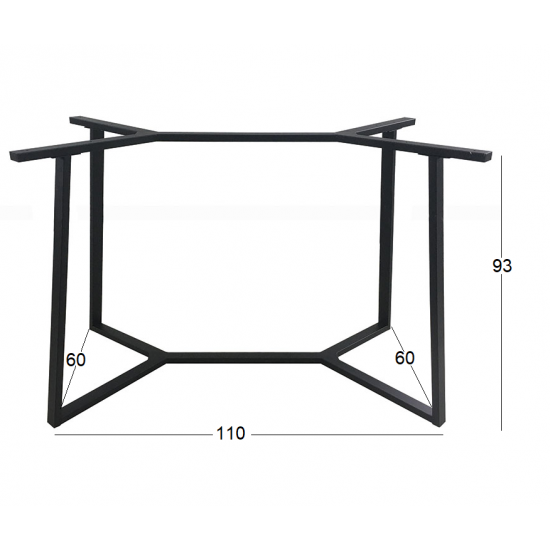 BISTRO ΜΕΣΑΙΟΥ ΥΨΟΥΣ 110X60X93εκ. ΒΑΣΗ ΜΕΤΑΛΛΙΚΗ ΜΕ ΡΕΓ/ΡΟΥΣ ΜΑΥΡΗ