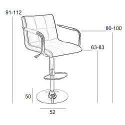 Σκαμπό Μπάρ 2τμχ Bar54 Μαύρο Pu 52x50x112εκ.