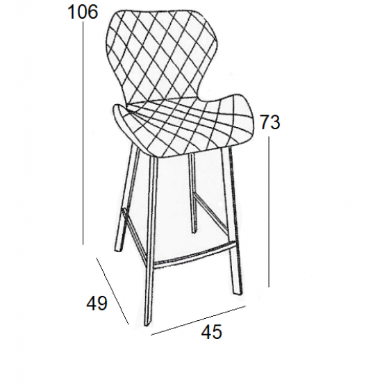Σκαμπό Μπάρ 2τμχ Martin 73εκ. Γκρί Ύφασμα 45x49x73-106εκ.
