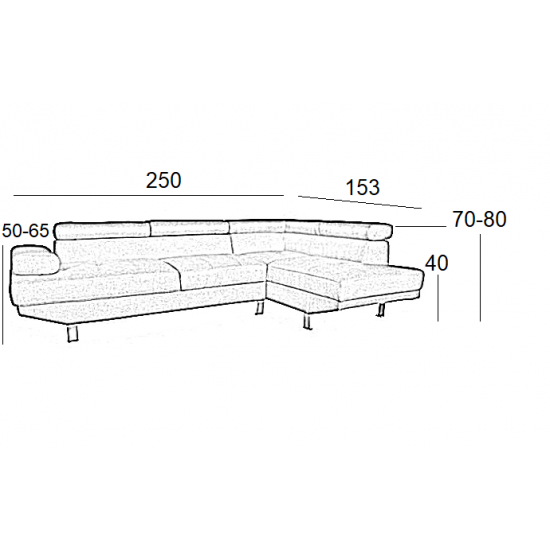 CORNER GREY ΥΦΑΣΜΑ ΚΑΝΑΠΕΣ ΑΡΙΣΤΕΡΗ ΓΩΝΙΑ 250X153X80εκ.