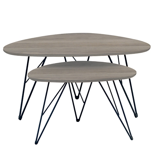 NANCY ΚΑΡΥΔΙ MDF ΣΕΤ 2 ΤΡΑΠΕΖΑΚΙΑ 90X60X45-60X40X39εκ.