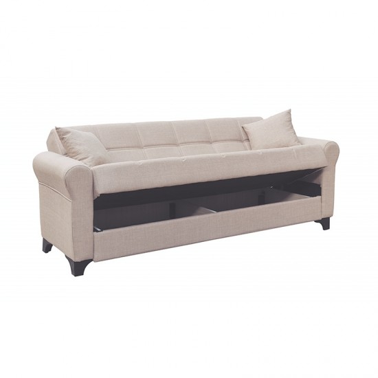AZUR LIGHT BROWN ΥΦΑΣΜΑ 3ΘΕΣΙΟΣ ΚΑΝΑΠΕΣ/ΚΡΕΒΑΤΙ ΜΕ ΑΠΟΘ.ΧΩΡΟ 210X80X75εκ.