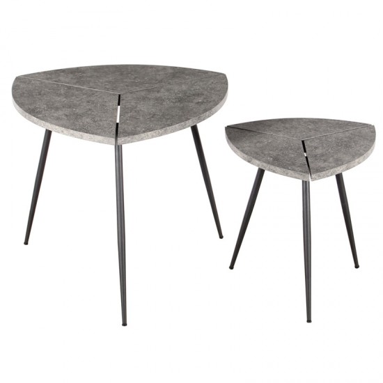 INDY SET CEMENT COLOR ΤΡΑΠΕΖΙ ΣΑΛΟΝΙΟΥ 60X60X50εκ. 40Χ40Χ40εκ.