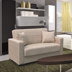 ROVER LIGHT BROWN ΥΦΑΣΜΑ 2ΘΕΣΙΟΣ ΚΑΝΑΠΕΣ/ΚΡΕΒΑΤΙ ΜΕ ΑΠΟΘ.ΧΩΡΟ 150Χ80Χ75εκ.