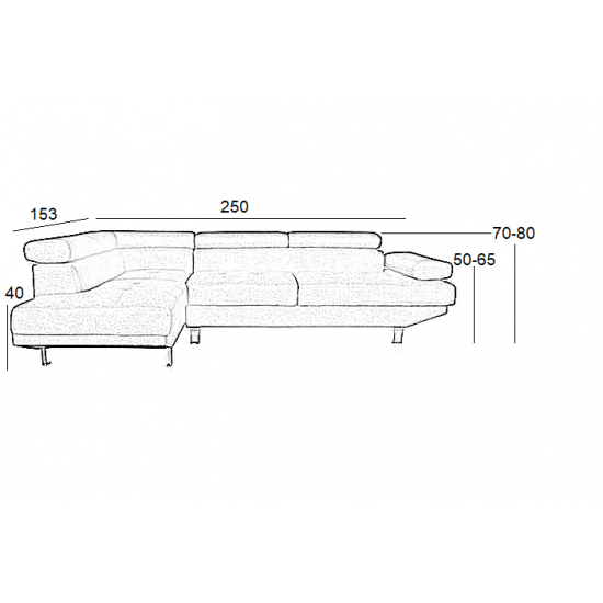 CORNER GREY ΥΦΑΣΜΑ ΚΑΝΑΠΕΣ ΔΕΞΙΑ ΓΩΝΙΑ 250X153X80εκ.