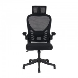 A6225 ΜΑΥΡO MESH ΠΟΛΥΘΡΟΝΑ ΓΡΑΦΕΙΟΥ 64X61X49-124/58-132εκ.