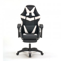 A9937 ΜΑΥΡΟ/ΛΕΥΚΟ PVC ΠΟΛΥΘΡΟΝΑ GAMING/ΜΕ ΥΠΟΠΟΔΙΟ 64X59X43-112/53-125εκ.