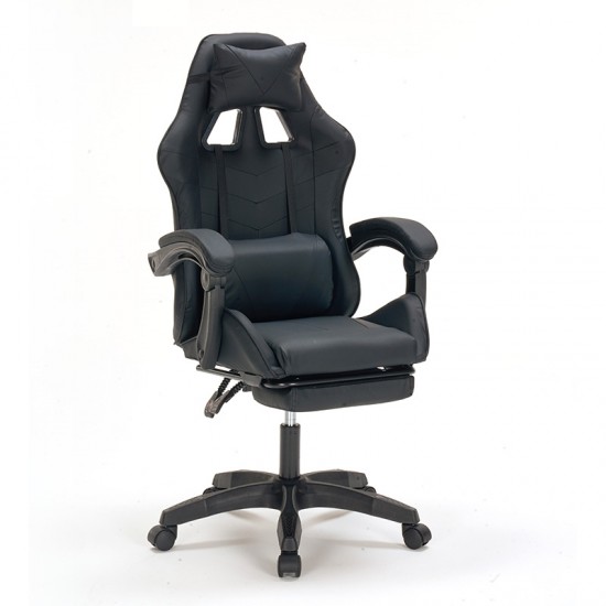 A9937 ΜΑΥΡΟ PVC ΠΟΛΥΘΡΟΝΑ GAMING/ΜΕ ΥΠΟΠΟΔΙΟ 64X59X43-112/53-125εκ.