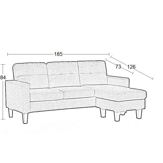 LIANA S GREY ΥΦΑΣΜΑ ΚΑΝΑΠΕΣ ΓΩΝΙΑ 185Χ126X84εκ.