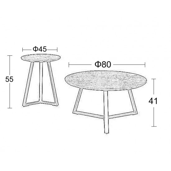 ALEX SET 2τμχ. CEMENT Φ45Χ55εκ. & Φ80Χ41εκ. ΤΡΑΠΕΖΙ ΣΑΛΟΝΙΟΥ