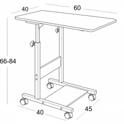 HELPER BLACK 60Χ40Χ66/84εκ. ΤΡΑΠΕΖΑΚΙ ΜΕΤΑΛΛΙΚΟ/MDF
