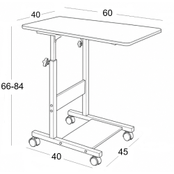 HELPER BLACK 60Χ40Χ66/84εκ. ΤΡΑΠΕΖΑΚΙ ΜΕΤΑΛΛΙΚΟ/MDF
