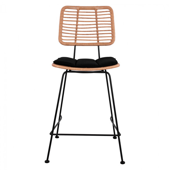 ΣΚΑΜΠΟ ΜΕΣΑΙΟΥ ΥΨΟΥΣ ALLEGRA HM5644 ΜΕΤΑΛΛΙΚΟ ΜΕ WICKER ΣΕ ΜΠΕΖ ΑΠΟΧΡΩΣΗ 55x56x107 εκ.