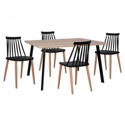 ΣΕΤ 5ΤΜΧ ΤΡΑΠΕΖΙ 140x80x76 cm SONAMA & ΚΑΡΕΚΛΕΣ VANESSA ΜΑΥΡΕΣ ΜΕΤΑΛΛΙΚΑ ΠΟΔΙΑ HM11037