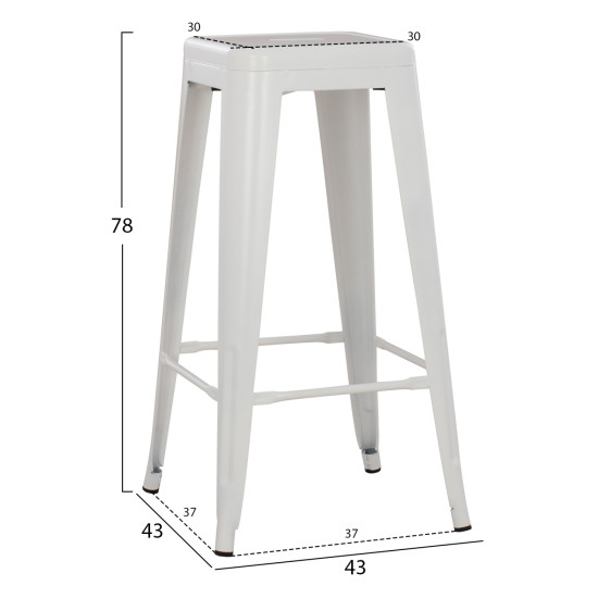 ΣΚΑΜΠΟ BAR MELITA HM8642.21 ΜΕΤΑΛΛΙΚΟ ΣΕ ΛΕΥΚΟ ΜΑΤ 43x43x78Υεκ.