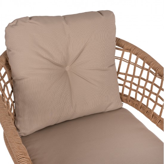ΠΟΛΥΘΡΟΝΑ ΑΛΟΥΜΙΝΙΟΥ ΜΟΚΑ ΕΠΑΓΓΕΛΜ. RATTAN & ΜΑΞΙΛΑΡΙ ΜΠΕΖ HM5863.02 60x56x84Y εκ.