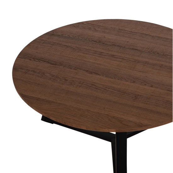 ΤΡΑΠΕΖΙ ΣΑΛΟΝΙΟΥ ΣΤΡΟΓΓΥΛΟ ROCKET HM9586.04 MDF WALNUT-ΜΑΥΡΗ ΣΑΓΡΕ ΒΑΣΗ Φ80x42Υεκ.