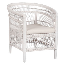 ΠΟΛΥΘΡΟΝΑ MALAWI HM9635.02 ΞΥΛΟ ΜΑΟΝΙ ΜΕ RATTAN ΛΕΥΚΟ--Β'ΔΙΑΛΟΓΗΣ 80x70x86Υεκ.