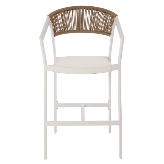 ΣΚΑΜΠΟ ΑΛΟΥΜΙΝΙΟΥ MIRI ΛΕΥΚΟ HM5892.32 ΜΕΣ. ΥΨΟΥΣ-ΜE RATTAN & TΕΧΤLINE 57x57x99,5Yεκ.