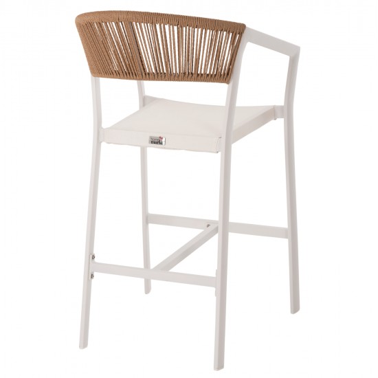 ΣΚΑΜΠΟ ΑΛΟΥΜΙΝΙΟΥ MIRI ΛΕΥΚΟ HM5892.32 ΜΕΣ. ΥΨΟΥΣ-ΜE RATTAN & TΕΧΤLINE 57x57x99,5Yεκ.