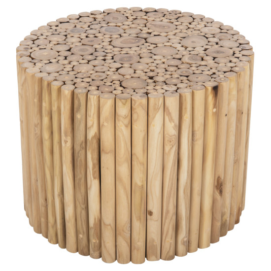 ΤΡΑΠΕΖΙ ΣΑΛΟΝΙΟΥ ΣΤΡΟΓΓΥΛΟ COOTER HM9864 ΚΛΑΔΙΑ TEAK-ΦΥΣΙΚΟ Φ60,5x46Υεκ.