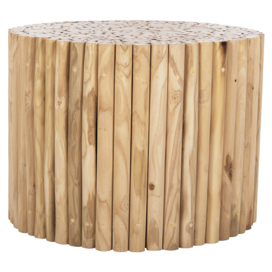 ΤΡΑΠΕΖΙ ΣΑΛΟΝΙΟΥ ΣΤΡΟΓΓΥΛΟ COOTER HM9864 ΚΛΑΔΙΑ TEAK-ΦΥΣΙΚΟ Φ60,5x46Υεκ.