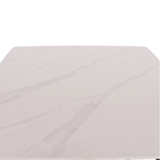 ΤΡΑΠΕΖΙ RAVEN HM9854.01 ΚΕΡΑΜΙΚΟ TOP ΜΑΤ ΛΕΥΚΟ ΜΑΡΜΑΡΟ-ΜΑΥΡΟ ΜΕΤΑΛΛΟ 120x70x73Υεκ.