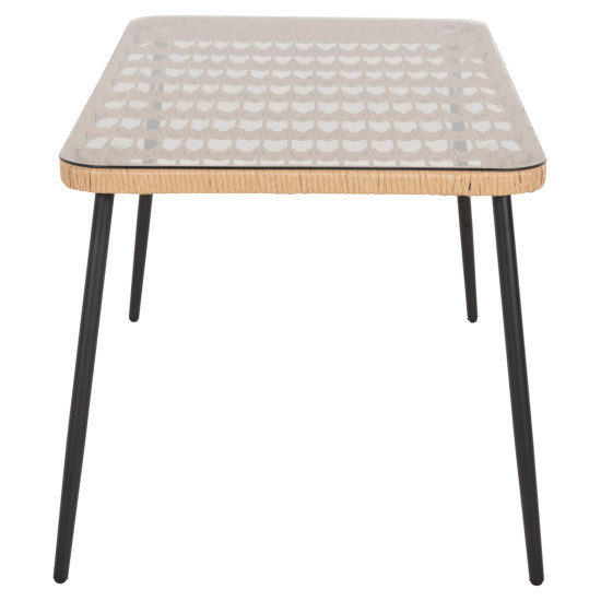 ΤΡΑΠΕΖΙ ΟΡΘΟΓΩΝΙΟ ALLEGRA HM5537.11 ΜΕΤΑΛ.ΜΑΥΡΟ-P.E. RATTAN ΦΥΣΙΚΟ 139,5x79,5x73Υεκ.