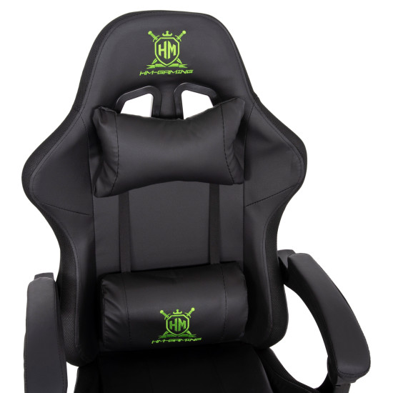 ΠΟΛΥΘΡΟΝΑ GAMING DARREN HM1203.03 ΜΑΥΡΟ-ΠΡΑΣΙΝΟ PVC 58.5x100x120Υεκ.