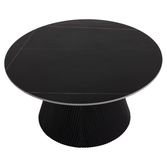 ΤΡΑΠΕΖΙ ΣΑΛΟΝΙΟΥ DUNCAN HM18022.01 ΚΕΡΑΜΙΚΟ TOP-MDF ΒΑΣΗ-ΜΑΥΡΟ Φ80x41Υεκ.