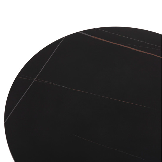 ΤΡΑΠΕΖΙ ΣΑΛΟΝΙΟΥ DUNCAN HM18022.01 ΚΕΡΑΜΙΚΟ TOP-MDF ΒΑΣΗ-ΜΑΥΡΟ Φ80x41Υεκ.