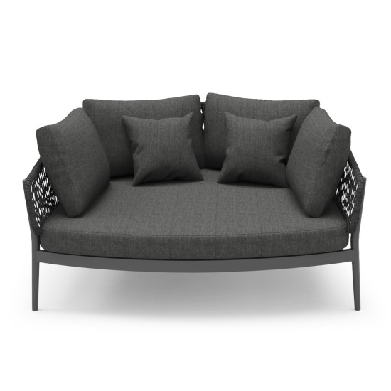 DAYBED 2ΘΕΣΙΟ ΣΕΙΡΑ CAMELLIA HM6217.01 ΣΚΟΥΡΟ ΓΚΡΙ ΑΛΟΥΜΙΝΙΟ-P.E.ΣΧΟΙΝΙ-OLEFIN 164x144x70Υεκ.