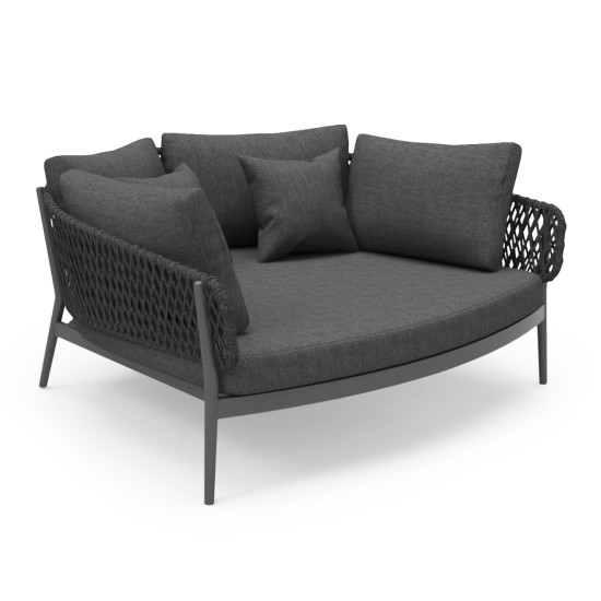 DAYBED 2ΘΕΣΙΟ ΣΕΙΡΑ CAMELLIA HM6217.01 ΣΚΟΥΡΟ ΓΚΡΙ ΑΛΟΥΜΙΝΙΟ-P.E.ΣΧΟΙΝΙ-OLEFIN 164x144x70Υεκ.
