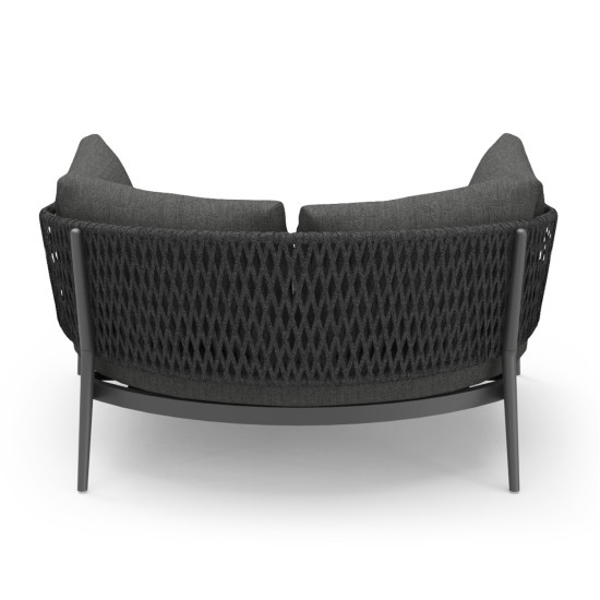 DAYBED 2ΘΕΣΙΟ ΣΕΙΡΑ CAMELLIA HM6217.01 ΣΚΟΥΡΟ ΓΚΡΙ ΑΛΟΥΜΙΝΙΟ-P.E.ΣΧΟΙΝΙ-OLEFIN 164x144x70Υεκ.