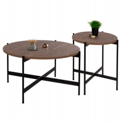 ΣΕΤ 2ΤΜΧ ΤΡΑΠΕΖΙΑ ΣΑΛΟΝΙΟΥ RONDA HM21089.03 MDF ΣΕ ΚΑΡΥΔΙ ΧΡΩΜΑ Φ80εκ & Φ50εκ